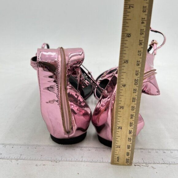 YDN Pink Women Sexy Knee High Back Zipper Flats Fringe Low Heel Gladiator Strap - Picture 4 of 7